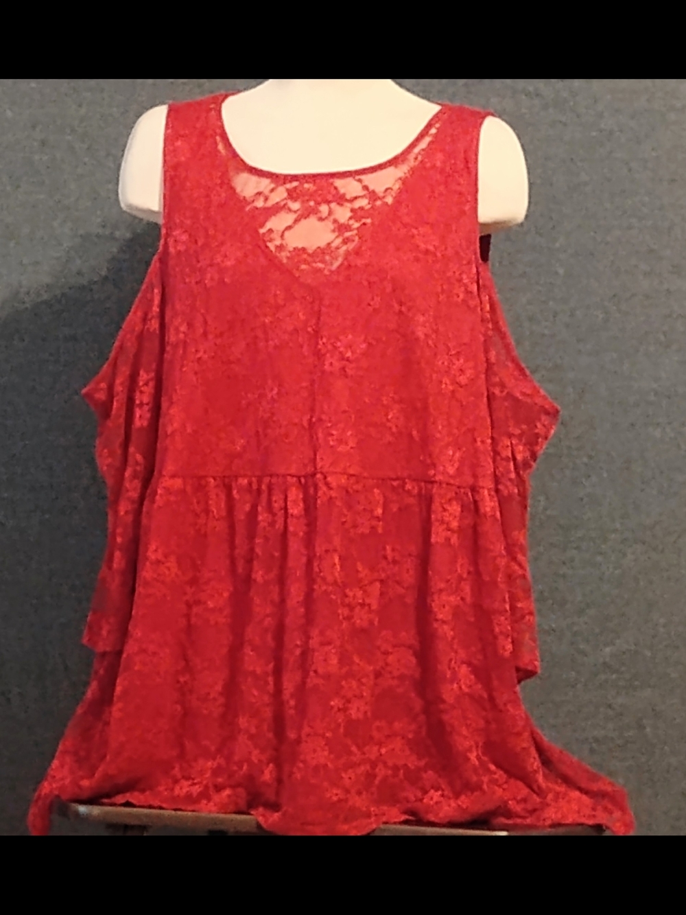 torrid Red Lace Cold-Shoulder Tank